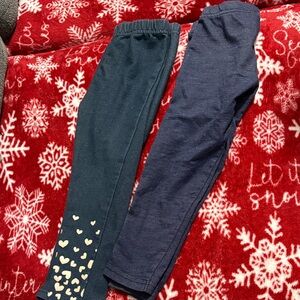 Kids Navy and Dark Blue Heart Leggings
